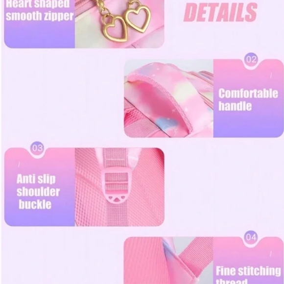 Back to School Whimsical Pink Cloud Backpack with Padded Straps and Lunch Bag - Picture 5 of 5